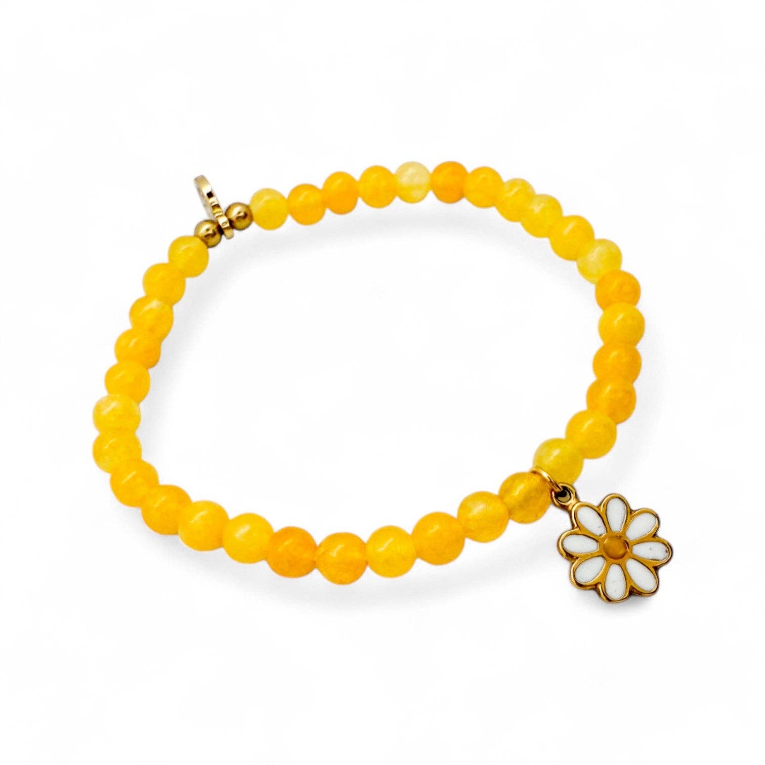 Mini Kids Charm Bracelet - Daisy Charm + Yellow Quartz