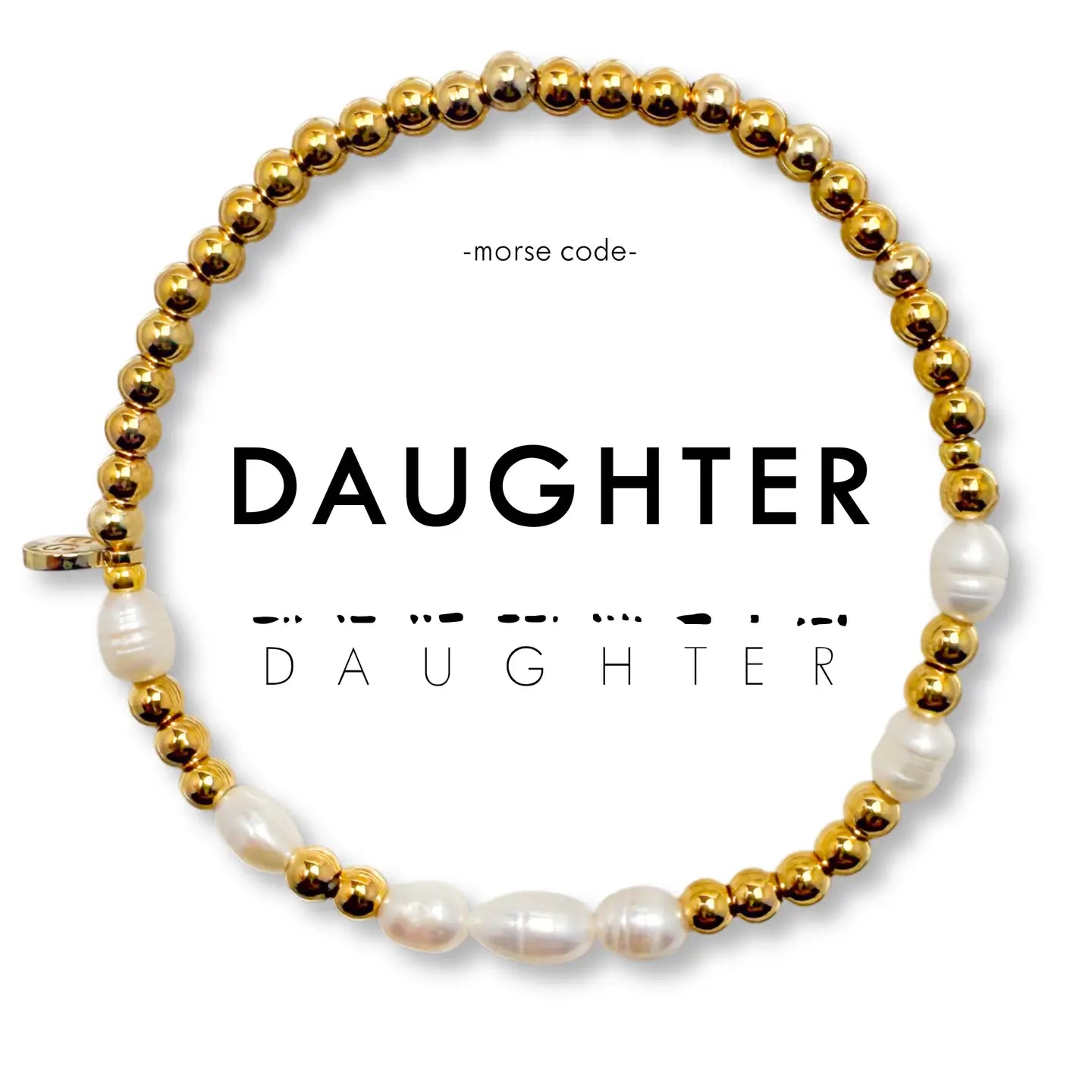 Morse Code Pearl & Gold Bracelet- Assorted Words