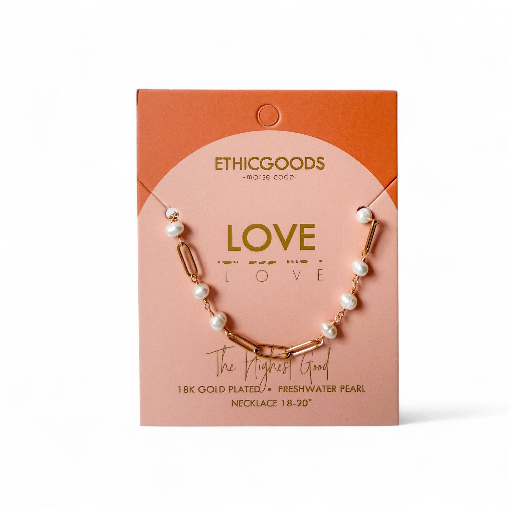 Morse Code Pearl & Waterproof Gold Paperclip Chain Necklace- Assorted Words
