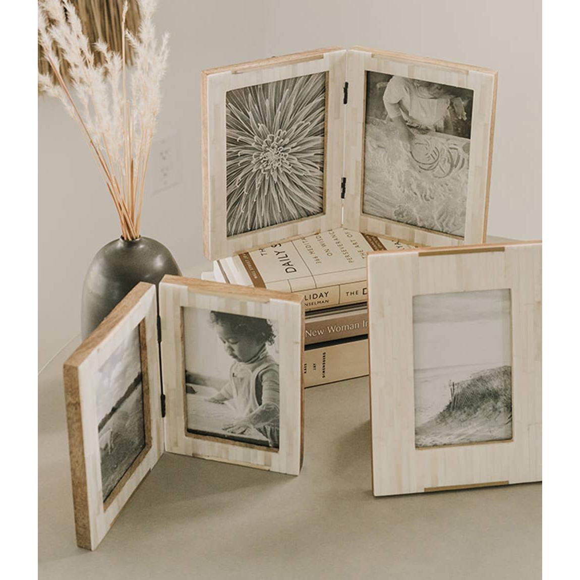 Mukhendu 4”x 6” Brass Accent Double Picture Frame