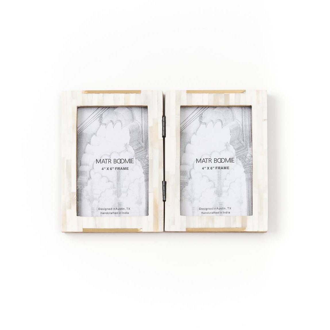 Mukhendu 4”x 6” Brass Accent Double Picture Frame