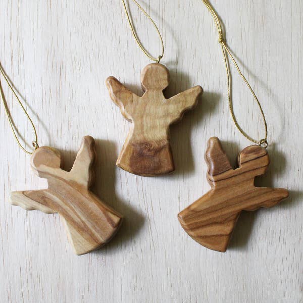 Olive Wood Angel Ornaments- Sold Individually