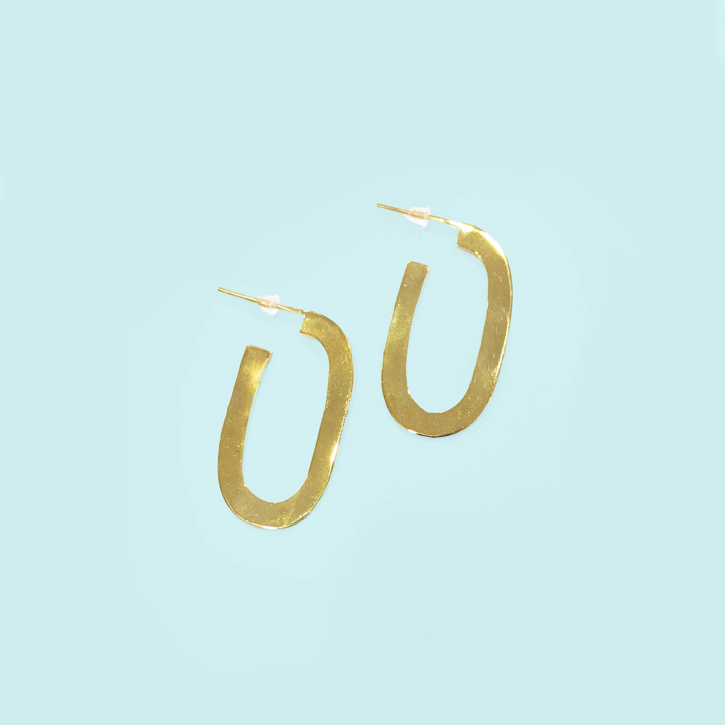Oval Hoop Stud - Recycled Brass