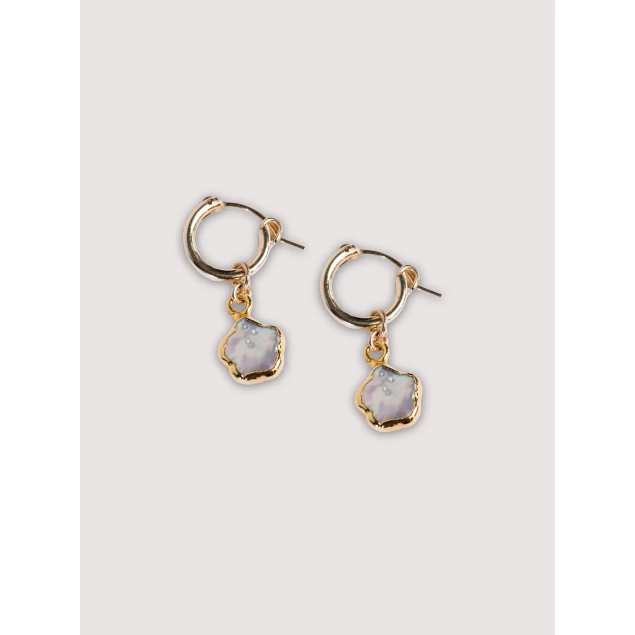 Pearl Flower Huggie Hoops- Gold Filled