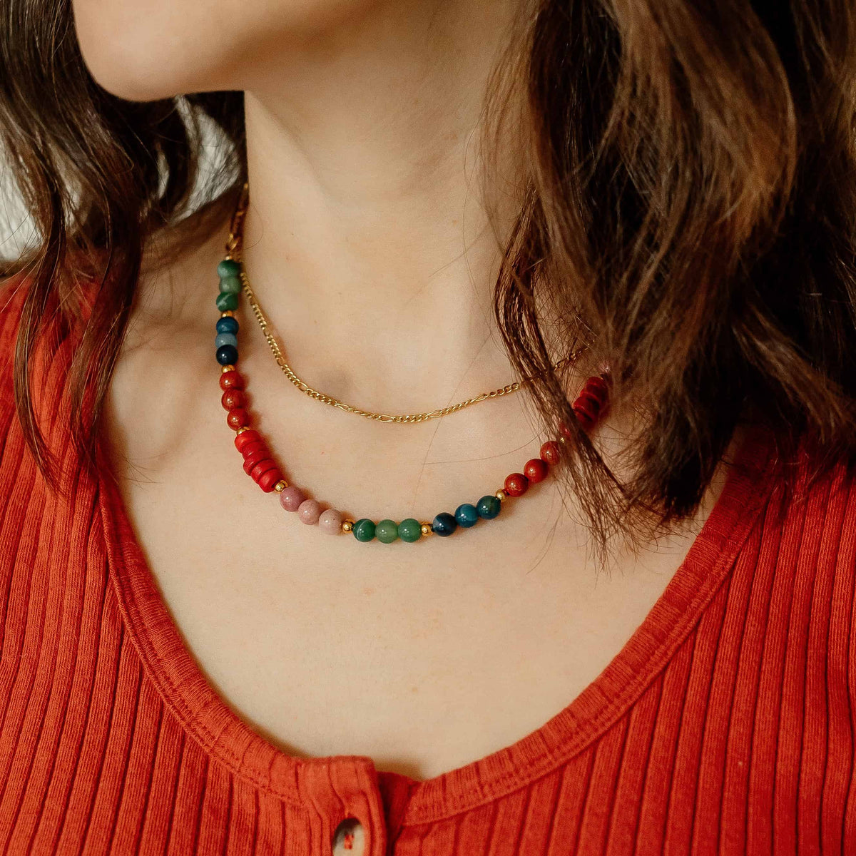 Phoebe Gemstone Necklace- Assorted Colors