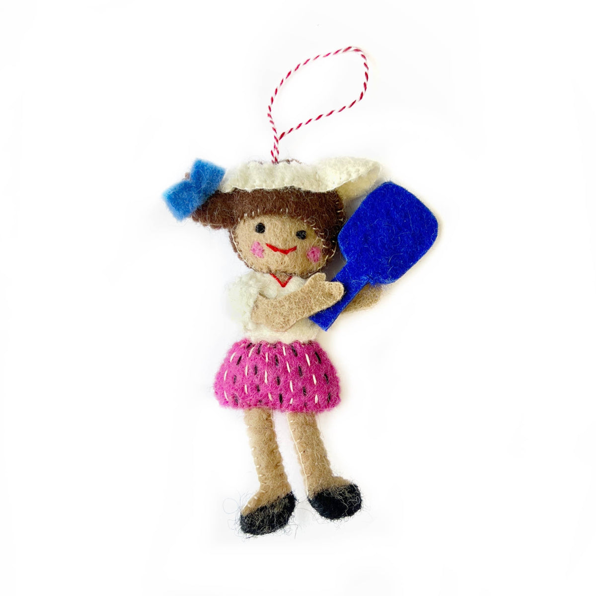 Pickleball Player Felt Wool Ornament