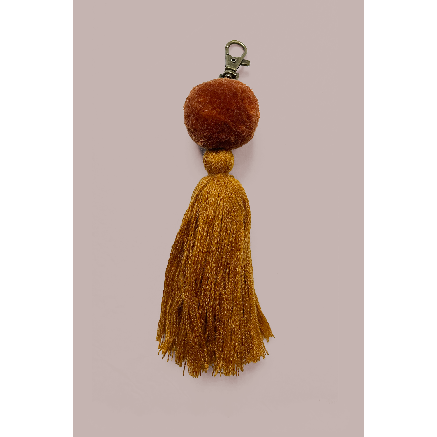 Pom Tassel Keychain in Burnt Orange
