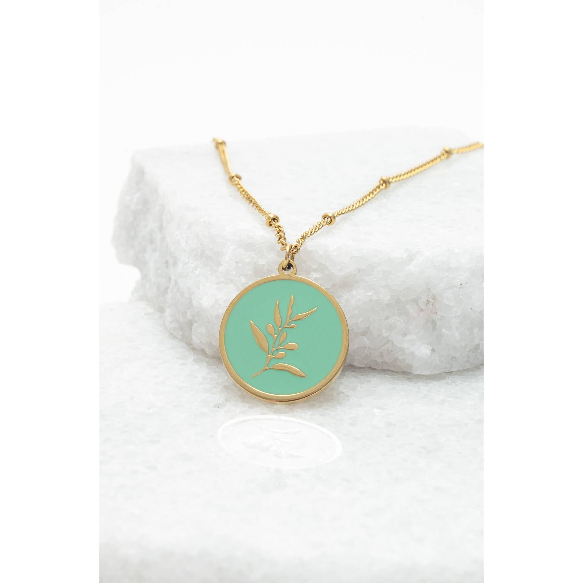 Resilience Leaf Necklace in Mint