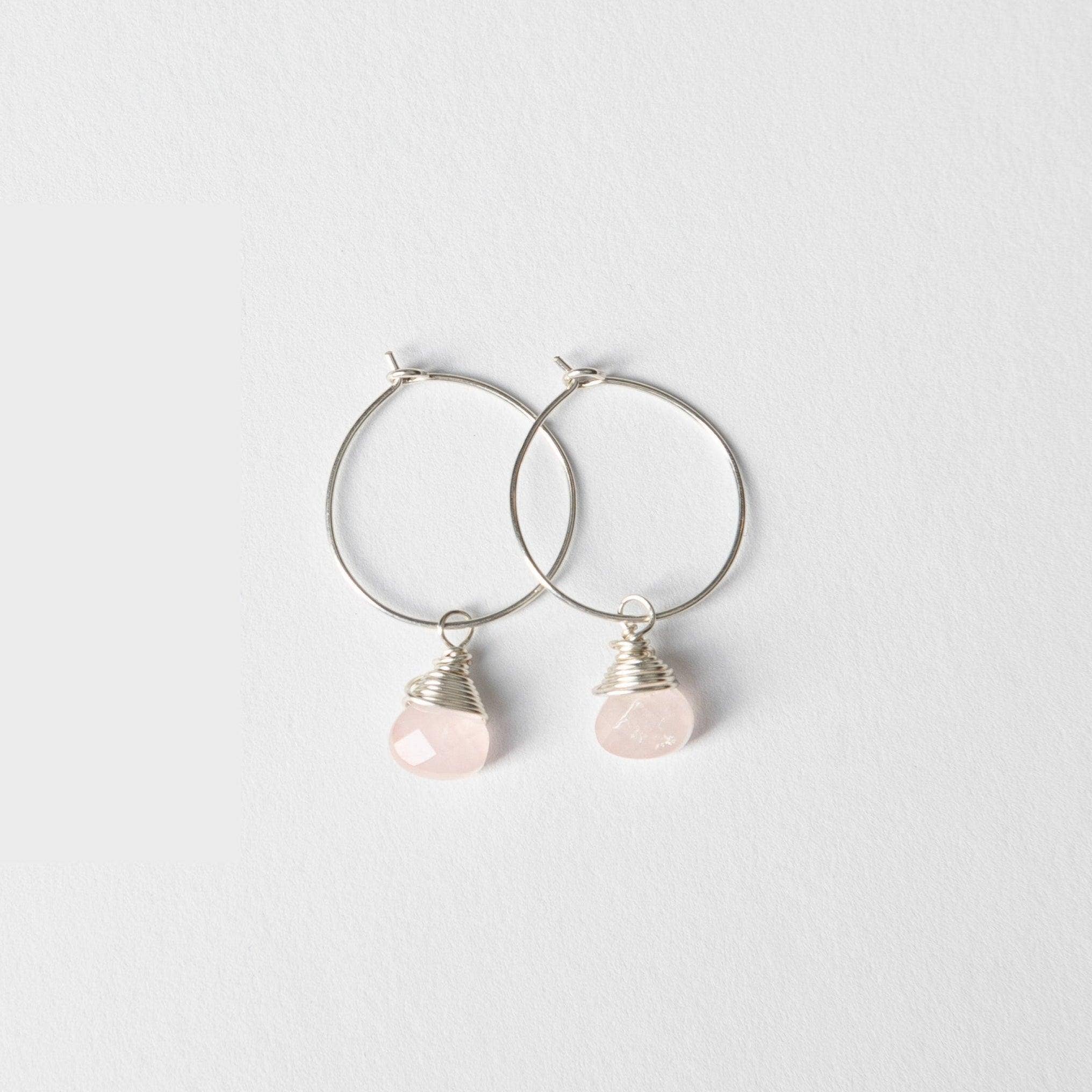 Rose Quartz Charm Mini-Hoop Earrings- Assorted