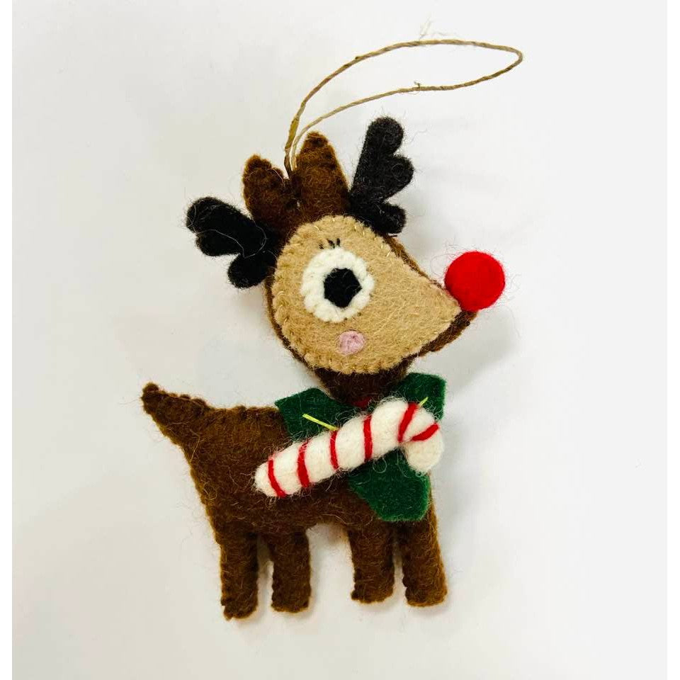Rudolph the Reindeer with Candy Cane Ornament