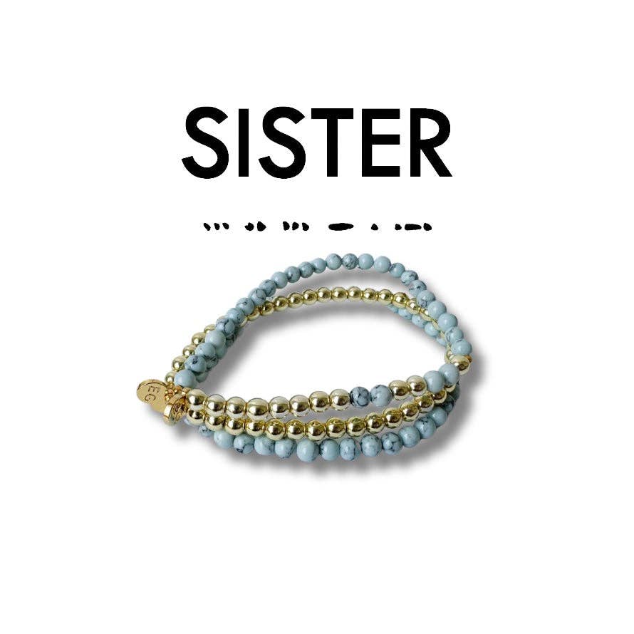 SISTER Morse Code Stacking Bracelet Set