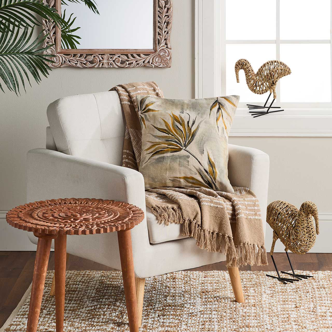 Saffron Flower Painted Pillow (*Local Pickup/Local Delivery Only)