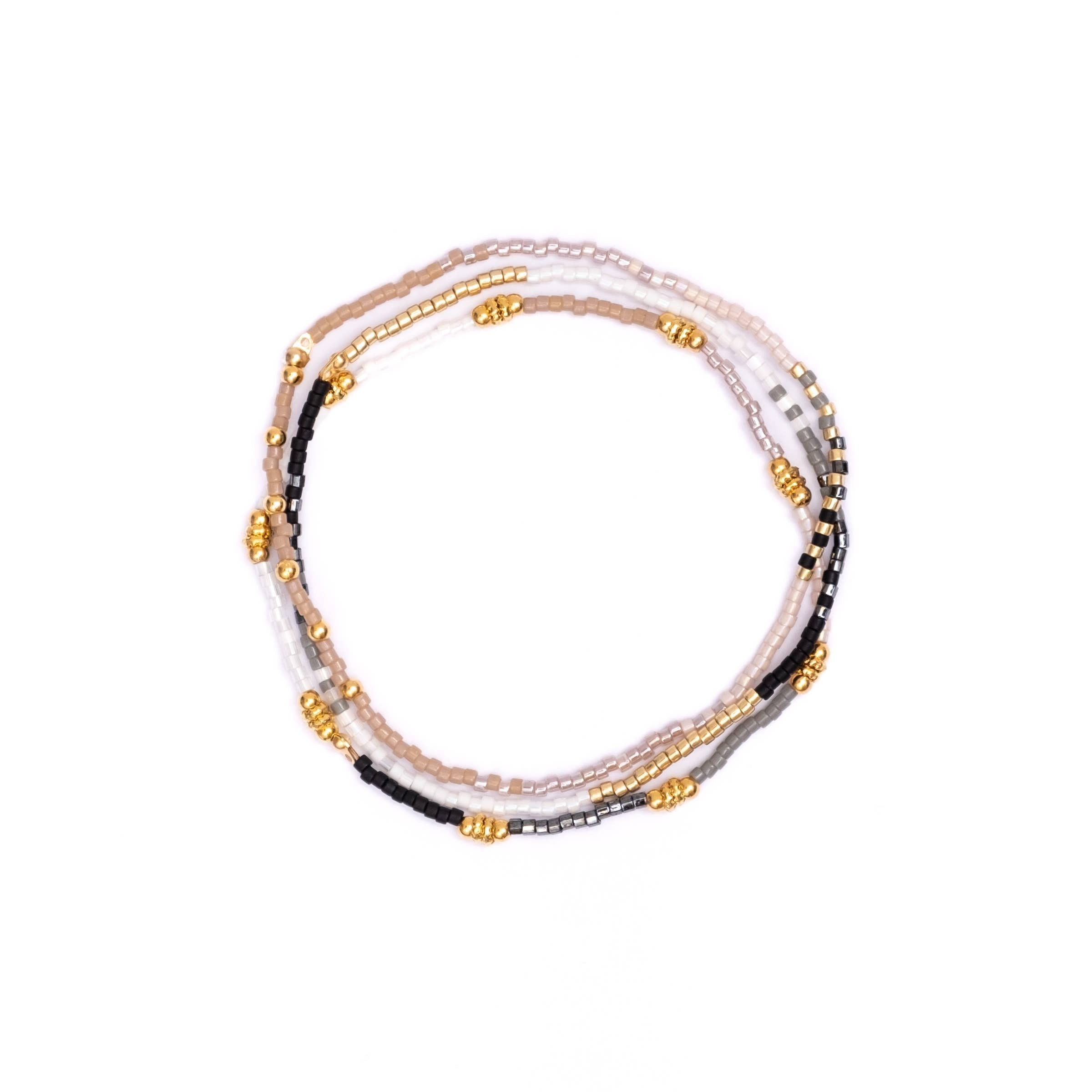 Set/3 Miyuki Beaded Stretch Bracelets- Assorted Colors