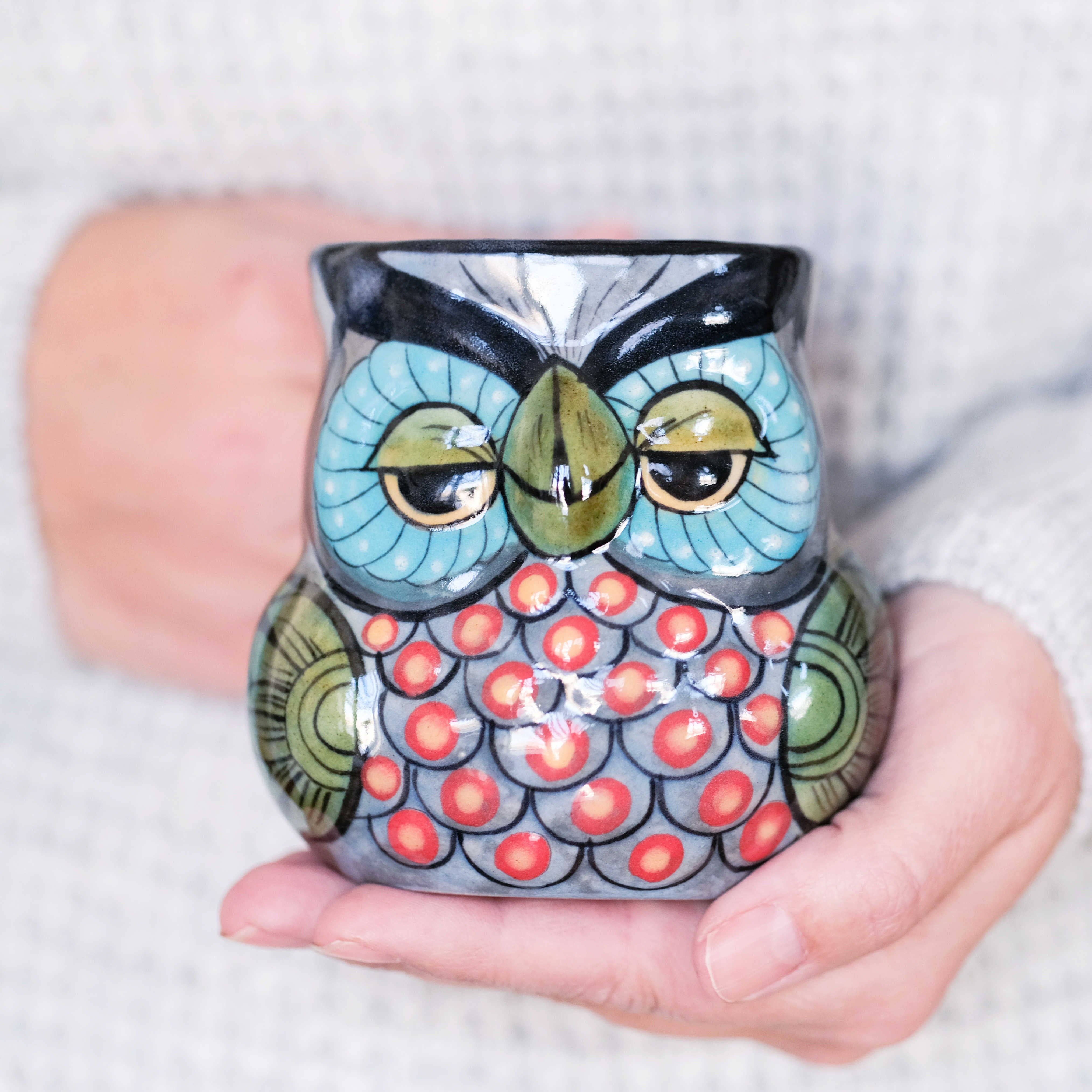 Stoneware Owl Mug- Assorted Patterns/Colors