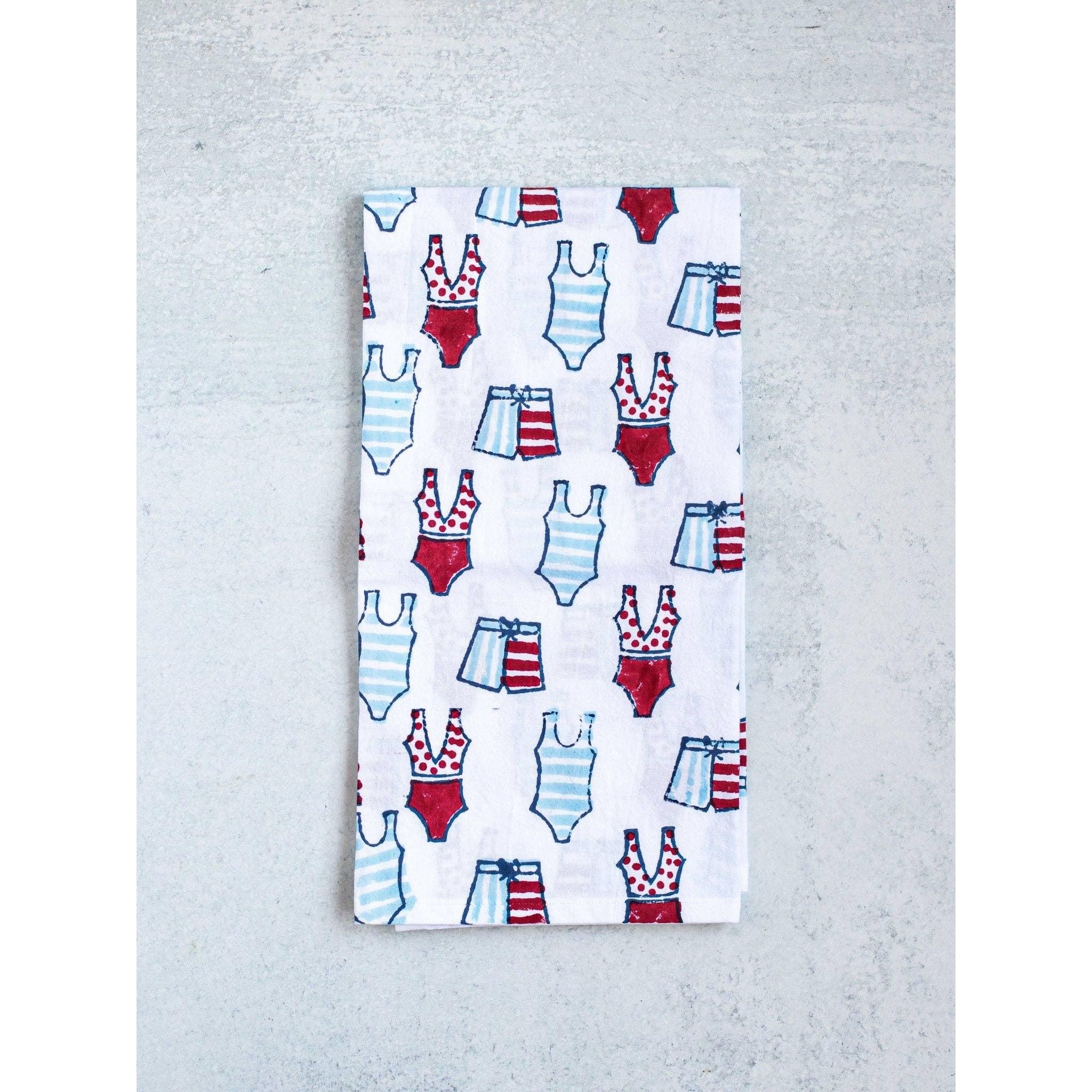 Summer Block Printed Tea Towels- Assorted Styles