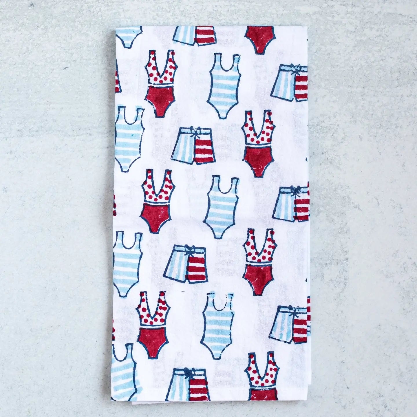 Summer Block Printed Tea Towels- Assorted Styles