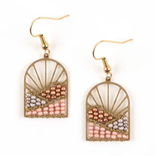 Sunrise Brass and Bead Earrings- Assorted Colors