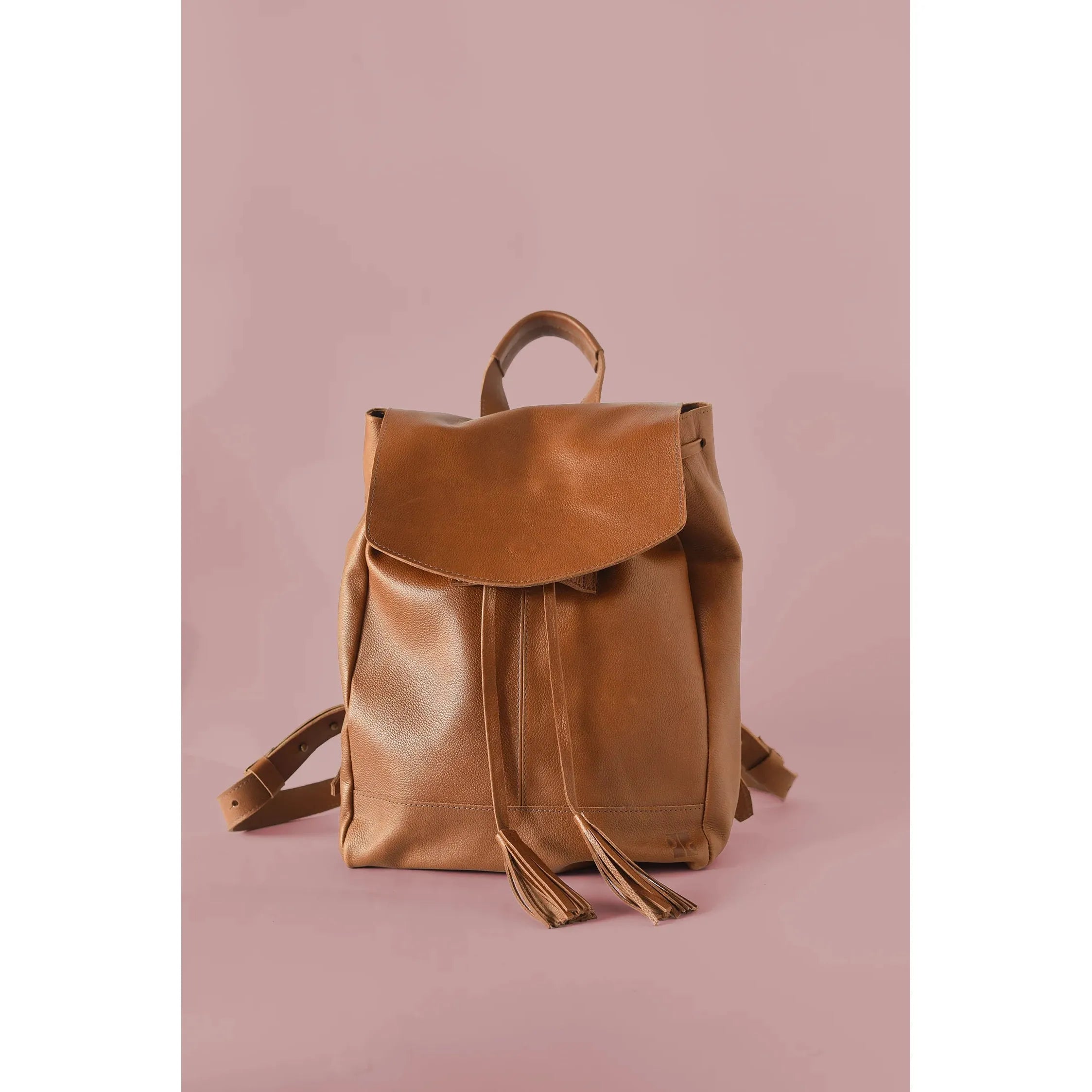 Tassel Backpack- Pebbled Cognac