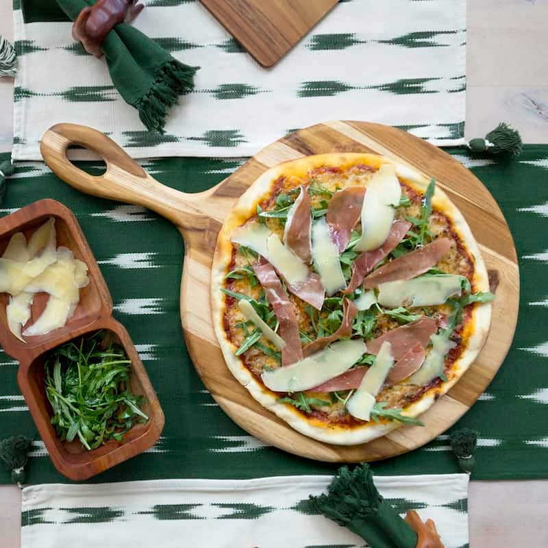 Teak Large Round Charcuterie Board with Handle (*Local Pickup/Local Delivery Only)