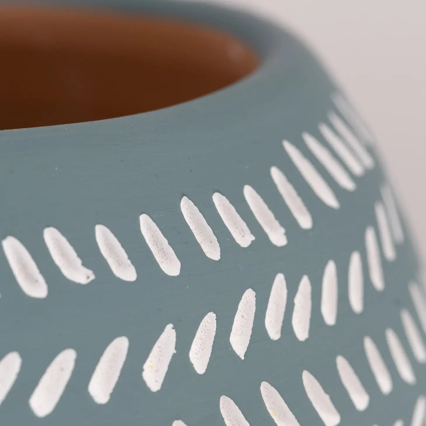 Teal Scored Terracotta Planter 7''D (*Local Pickup/ Local Delivery Only)