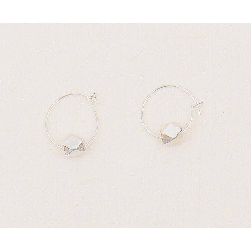 Tiny Hoops With Faceted Metal Bead- Assorted