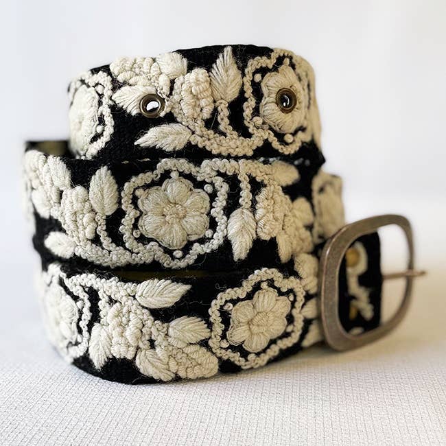 Two-Tone Wool Belt- Black/Cream- Assorted Sizes