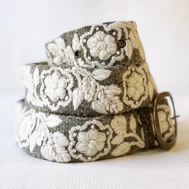 Two-Tone Wool Belt- Heather/Cream- Assorted Sizes