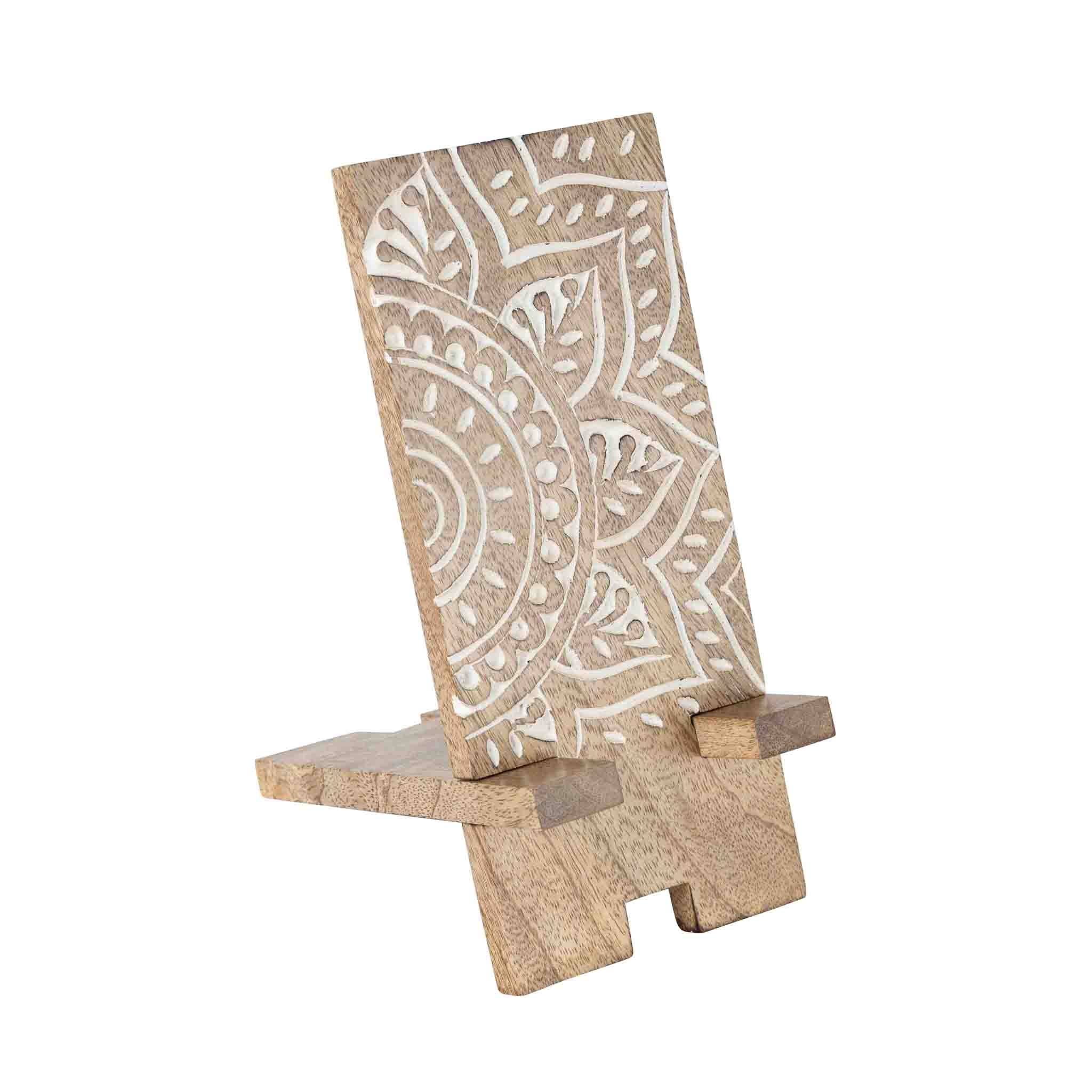 Vasai Mango Wood Phone Stand - Mandala *