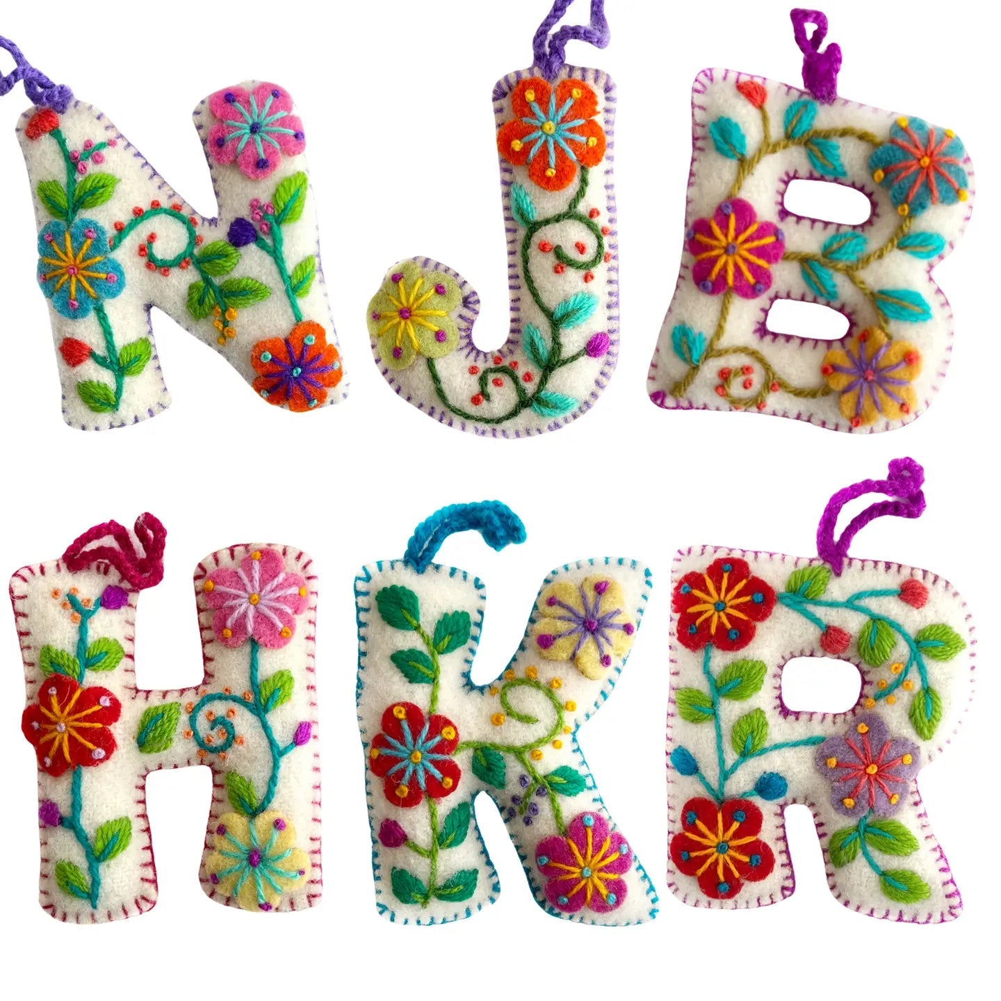 White Letter Ornament- Sold Individually