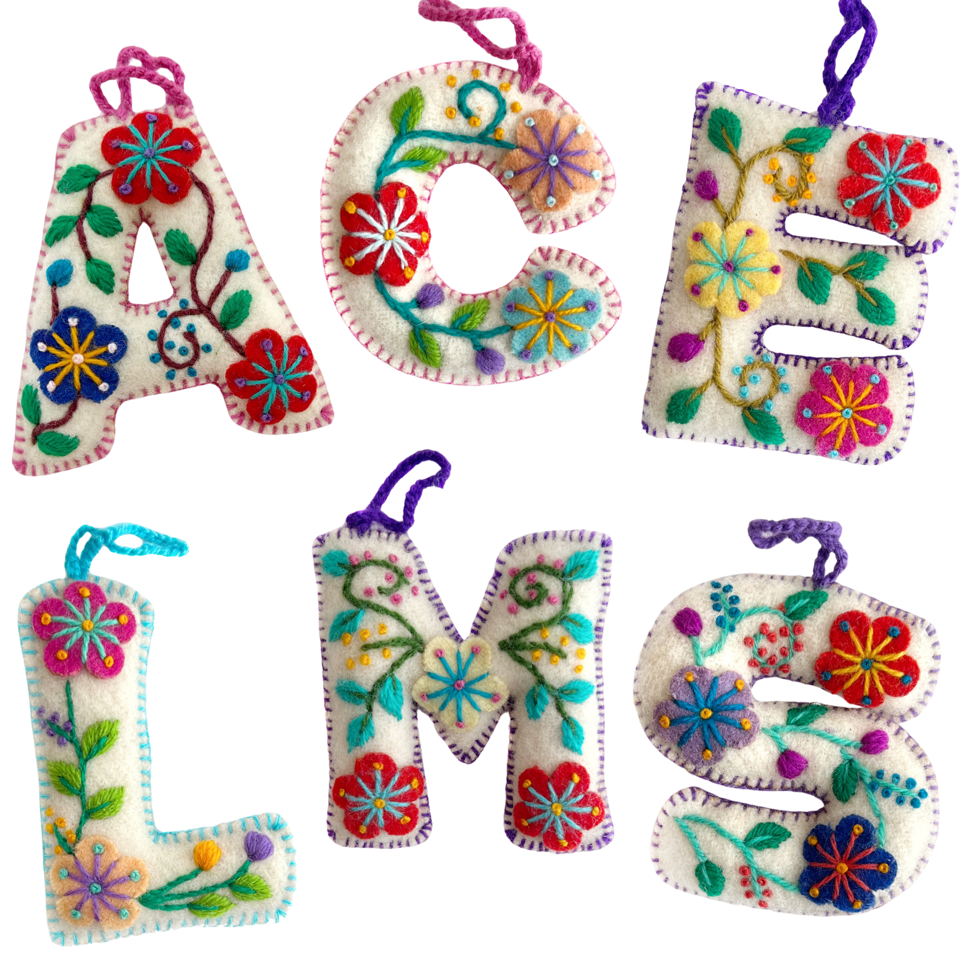 White Letter Ornament- Sold Individually