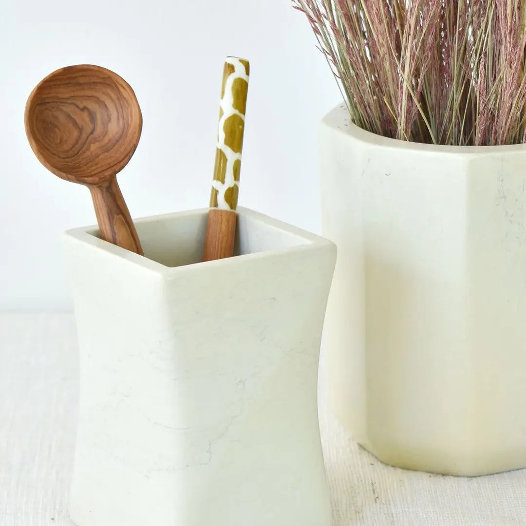 Whorled Natural Soapstone Storage Cup