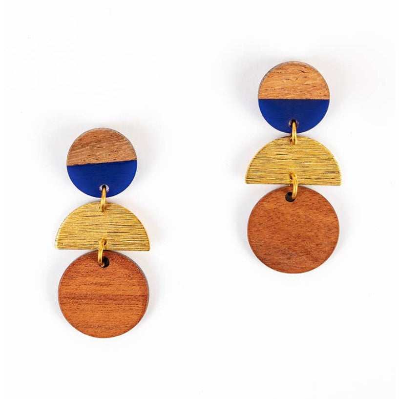 Wood Disc Stack Earrings- Assorted