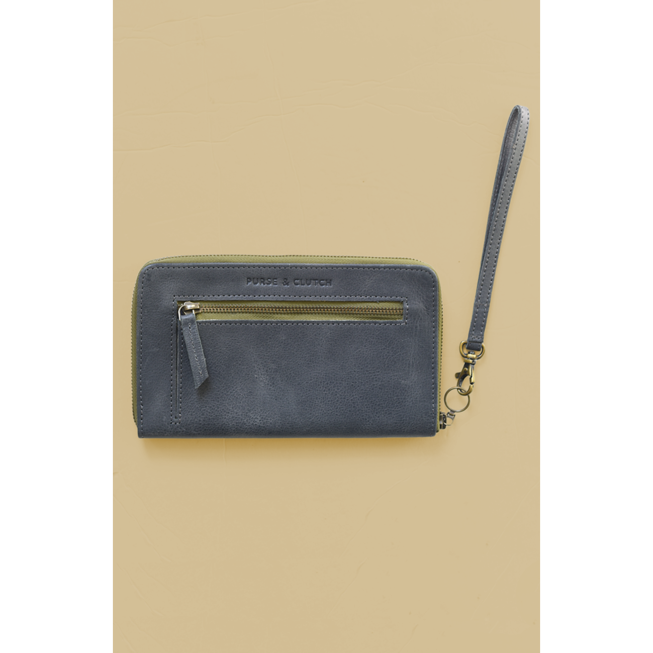 Zipper Leather Wallet Wristlet