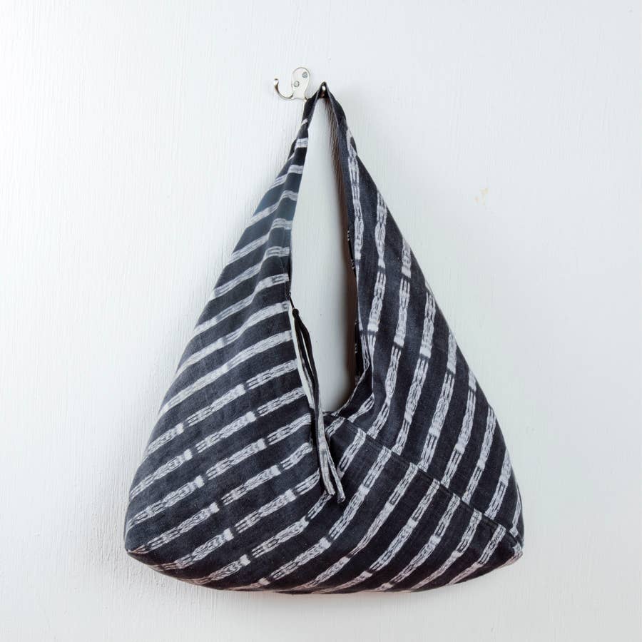 Black and White Handwoven Hobo Bag
