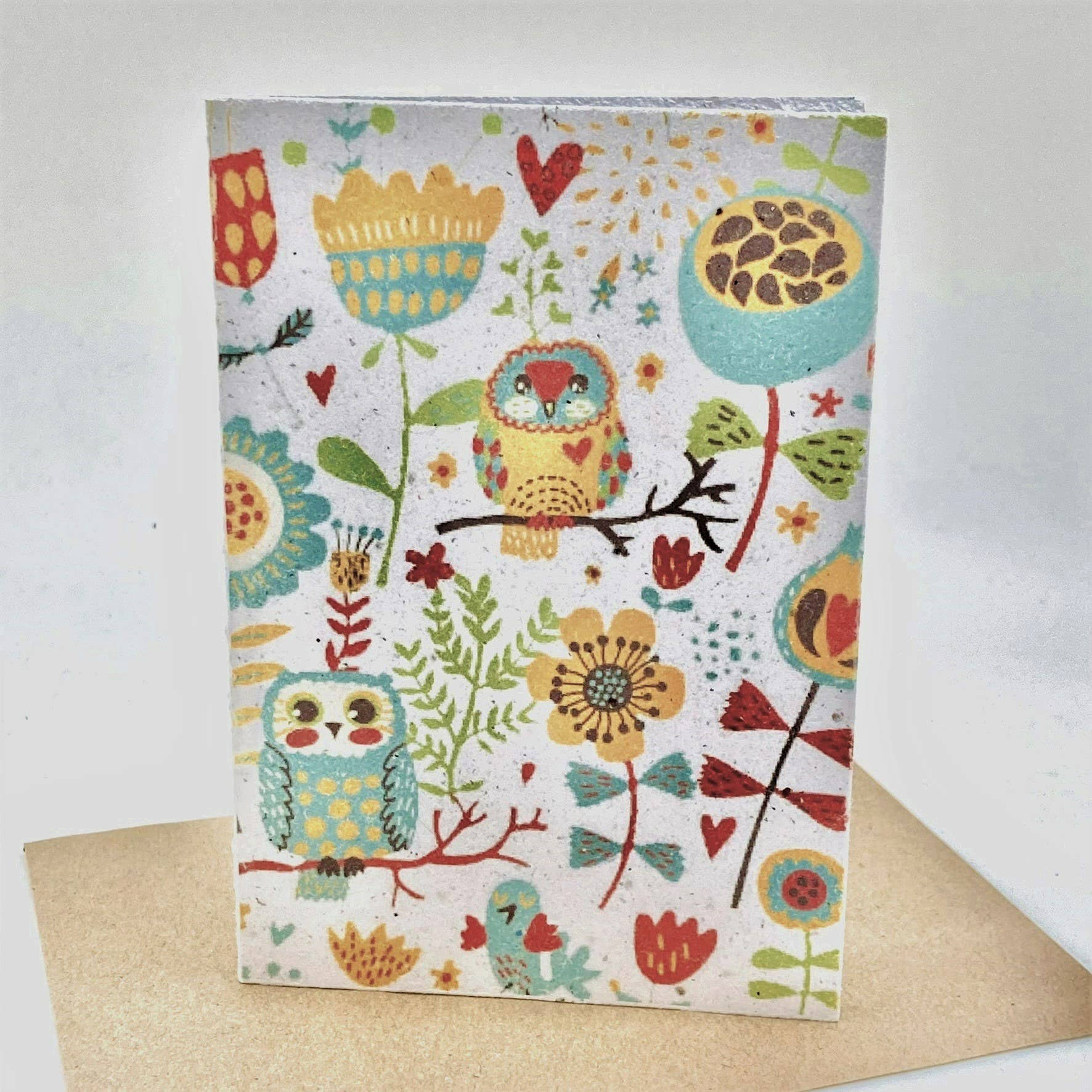 Growing Paper Card- Owls and Flowers