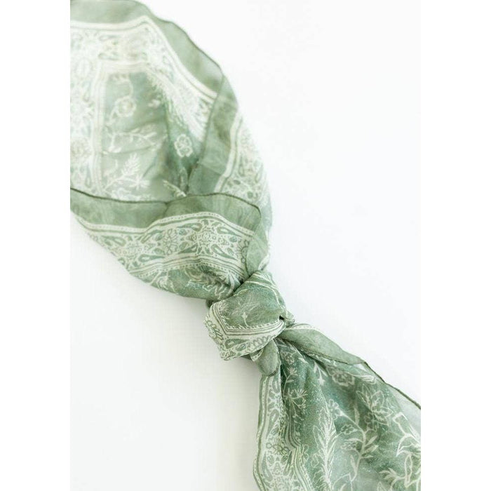 Sage Bloom Silk Scarf