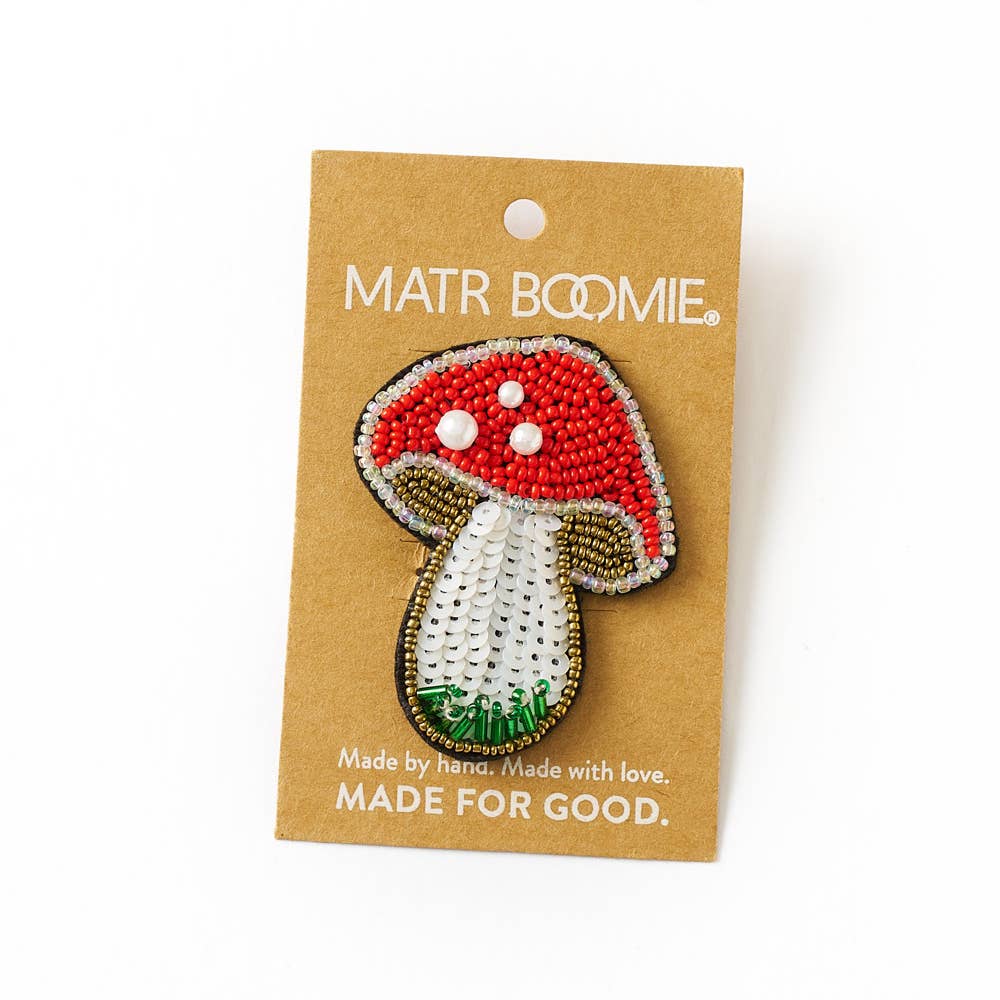 Mushroom Beaded Pin