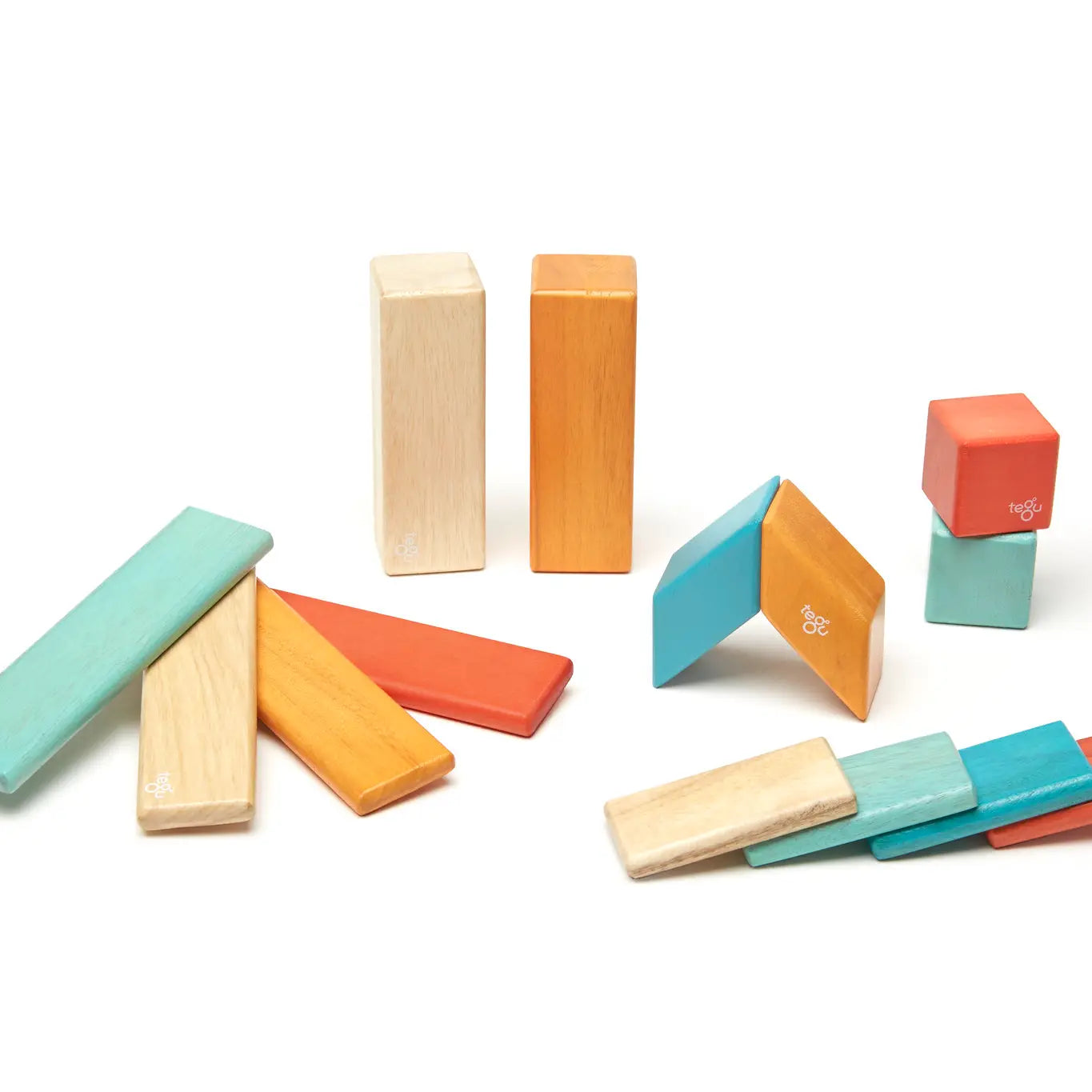 14 Piece Magnetic Wooden Block Set- Assorted Colors