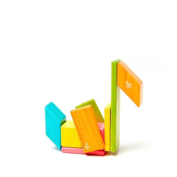 14 Piece Magnetic Wooden Block Set- Assorted Colors