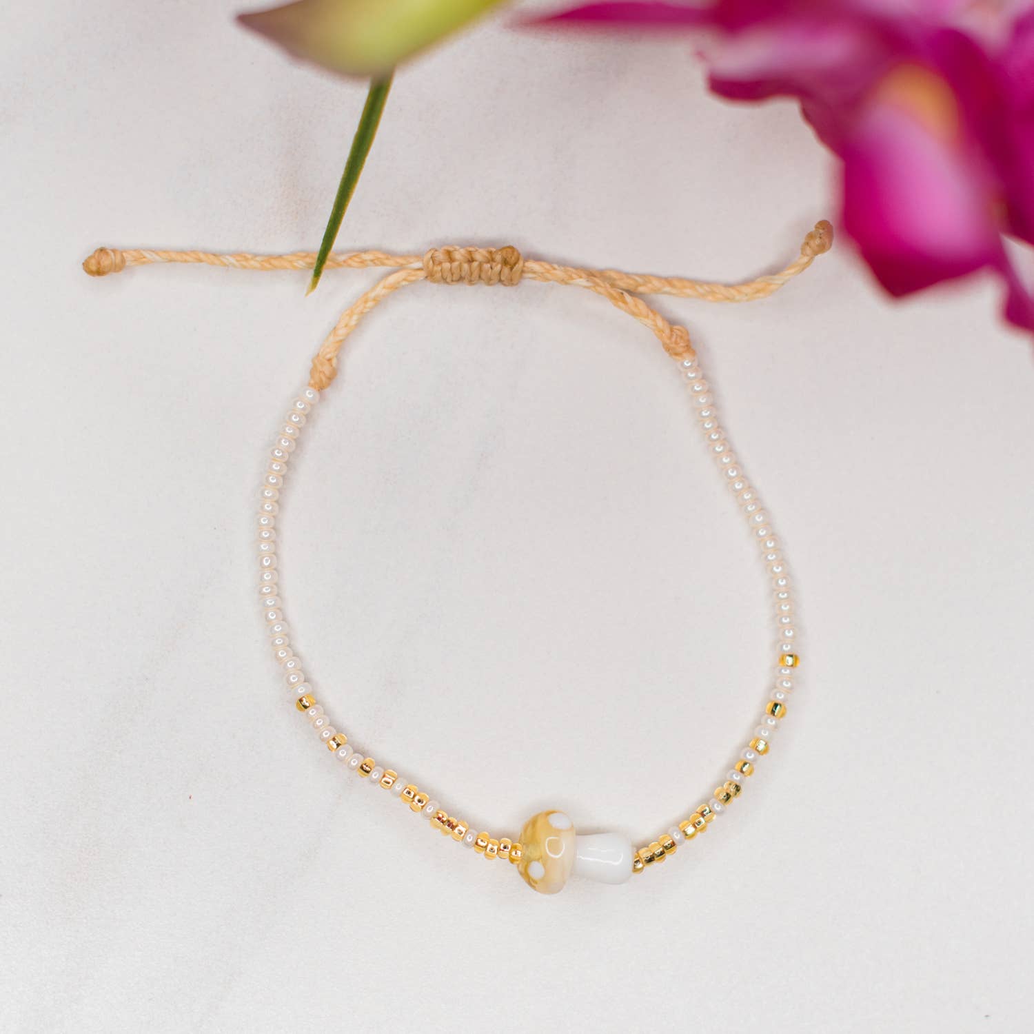Mushroom Beaded String Bracelet- Assorted Colors and Styles
