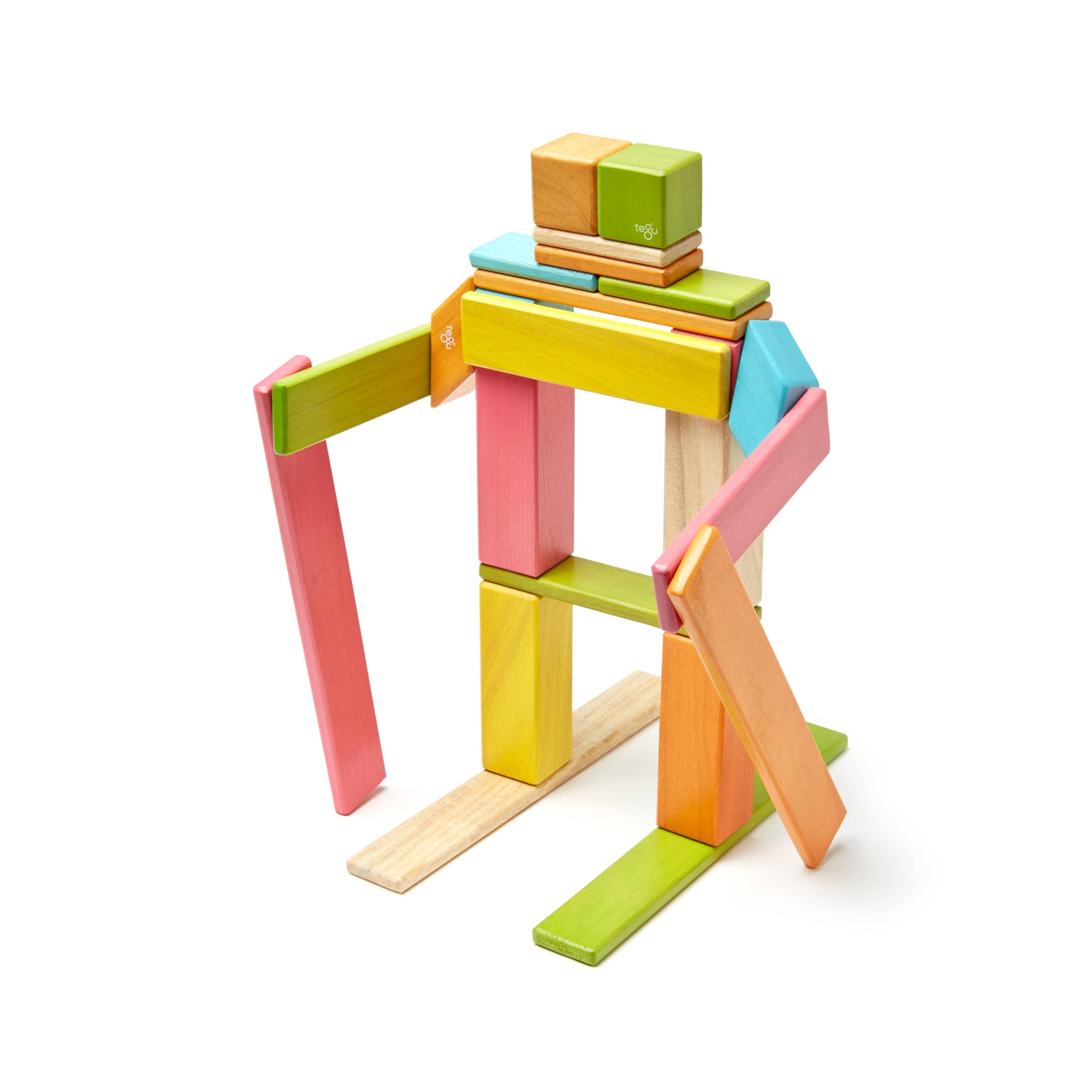 24 Piece Magnetic Wooden Block Set- Sunset
