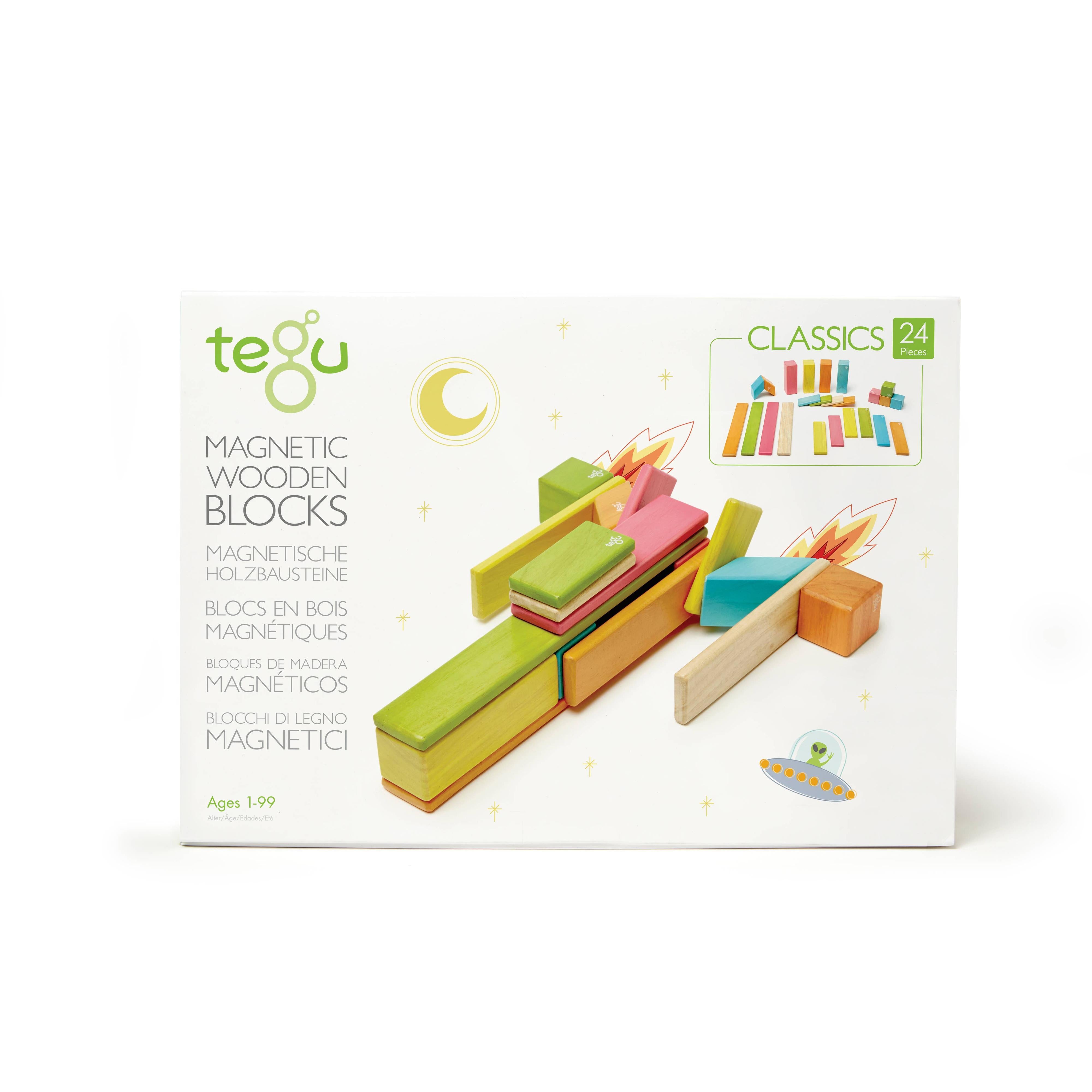 24 Piece Magnetic Wooden Block Set- Sunset