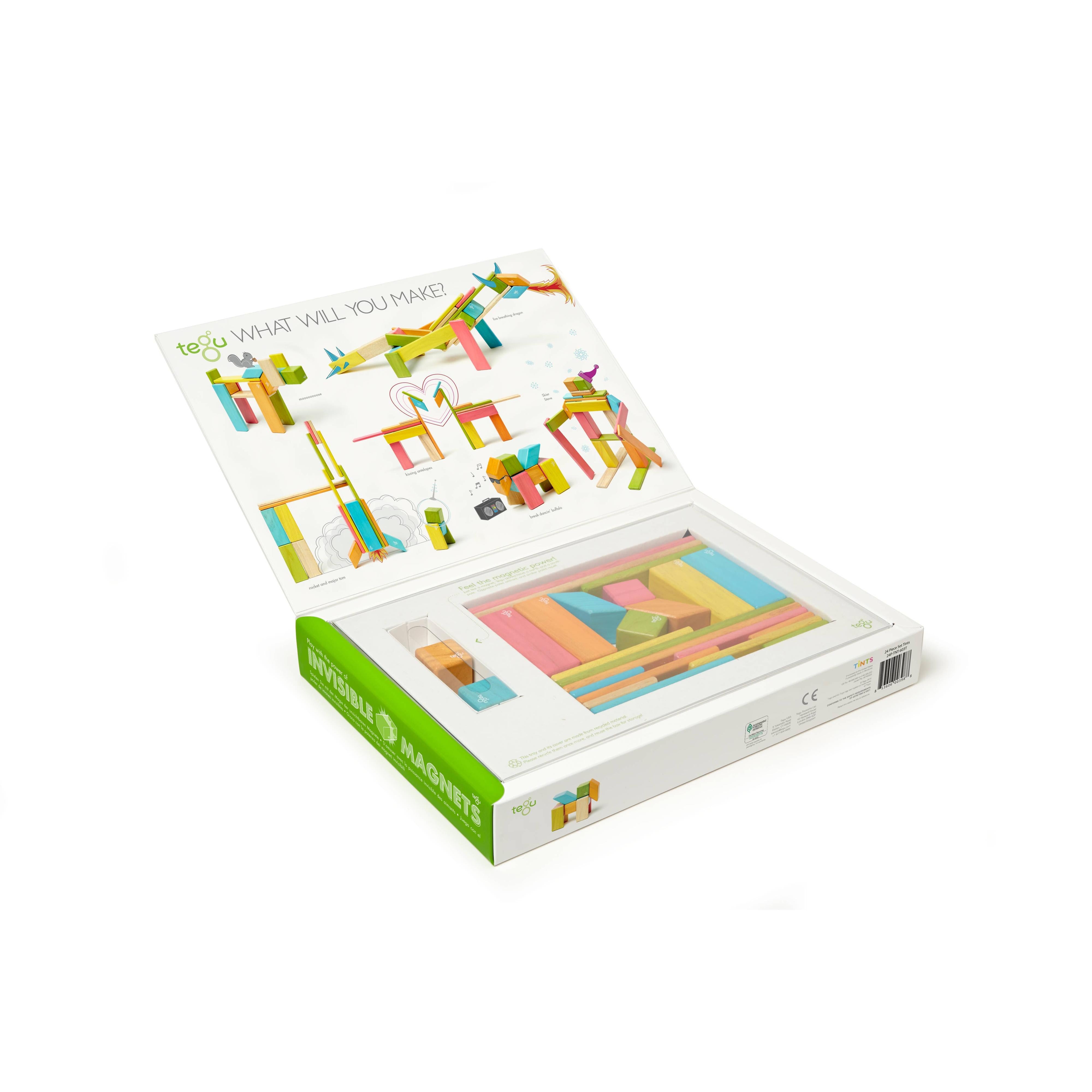 24 Piece Magnetic Wooden Block Set- Sunset