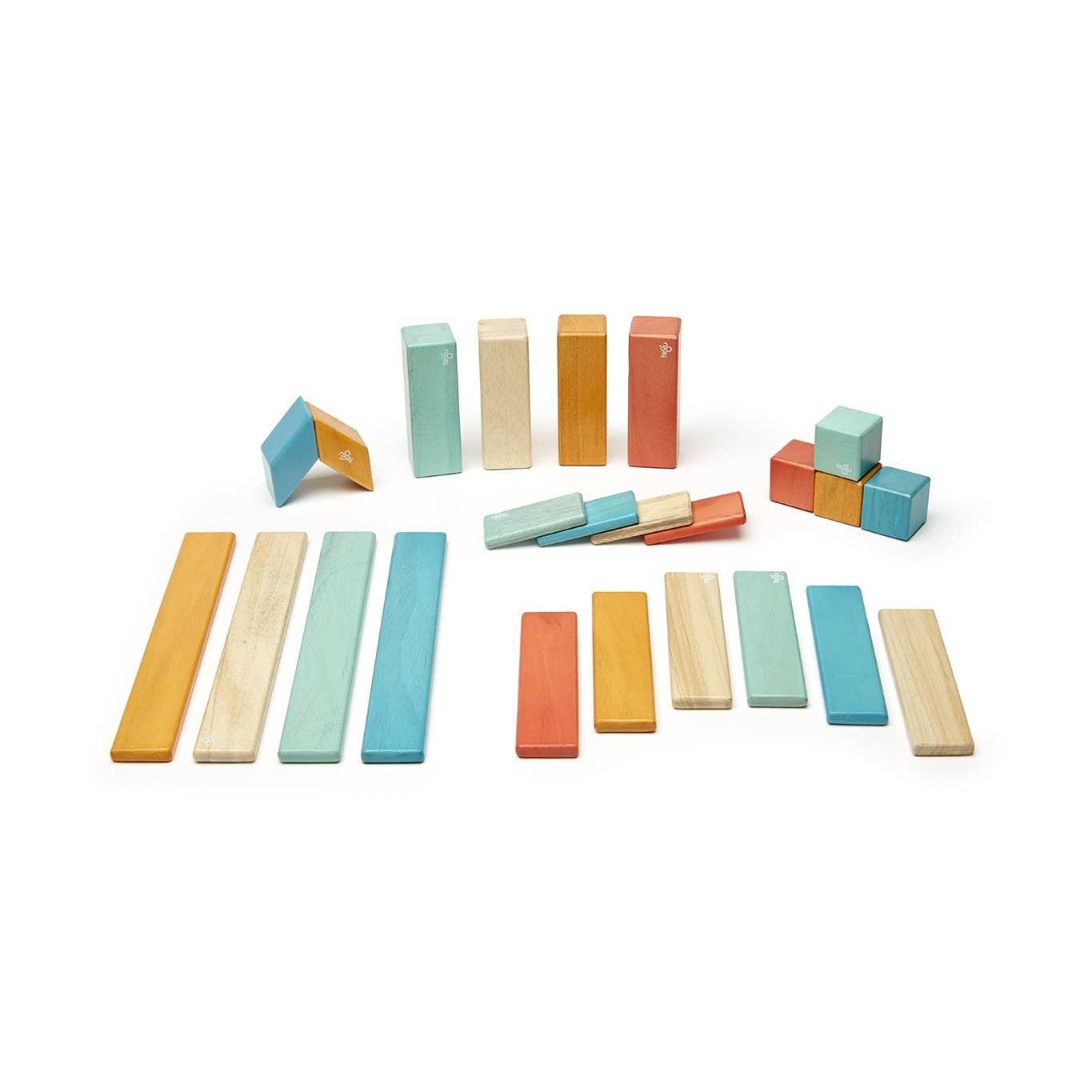 24 Piece Magnetic Wooden Block Set- Sunset
