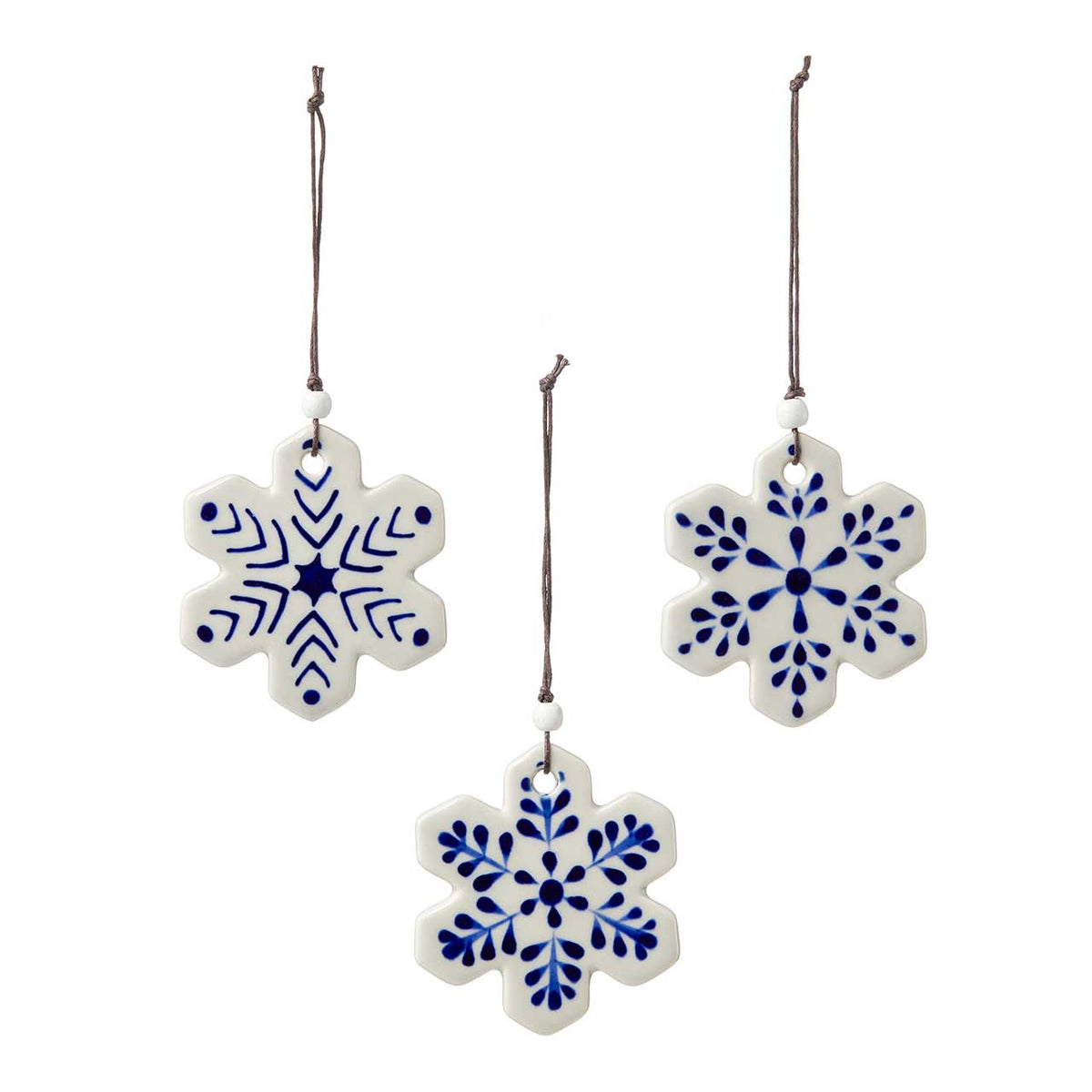 Ceramic Snowflake Ornaments- Assorted Styles- Sold Individually