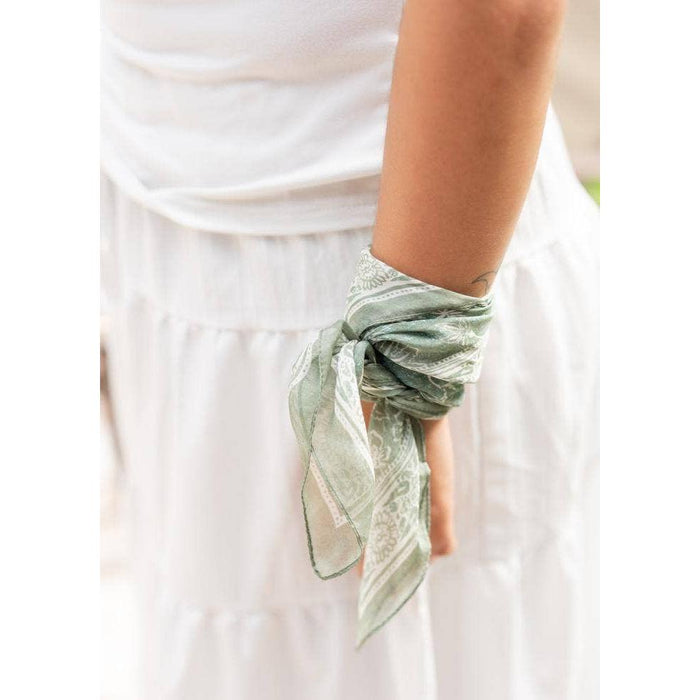 Sage Bloom Silk Scarf