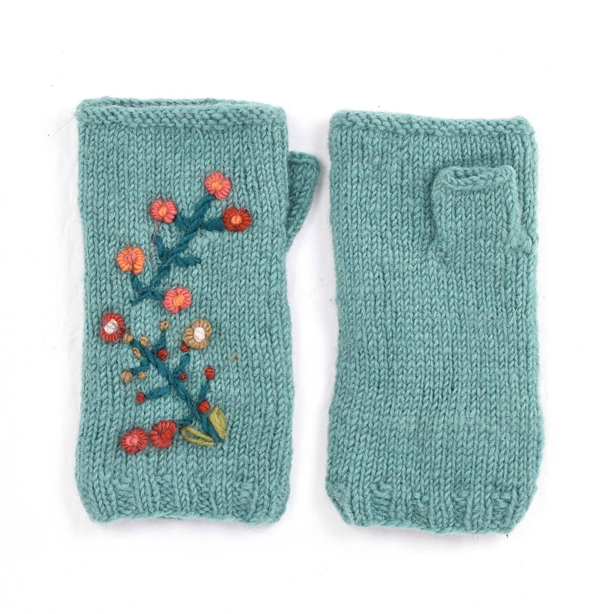 Mathilde Embroidered Wool Handwarmers- Assorted Colors