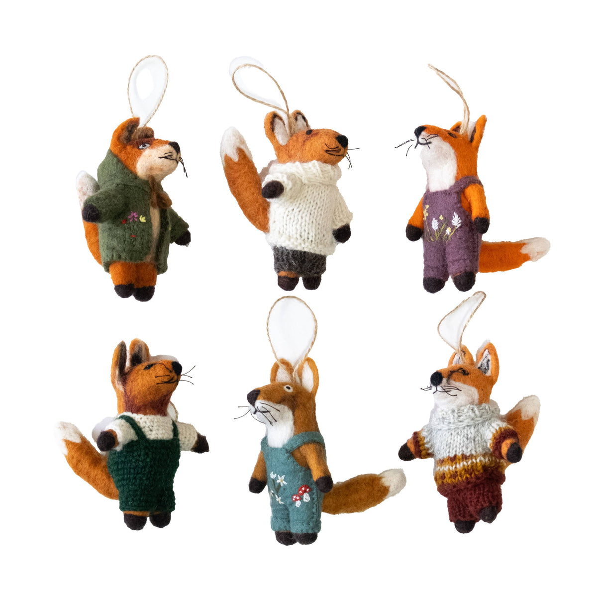 Fox in Knit Sweater Ornament- Assorted Styles- Sold Individually