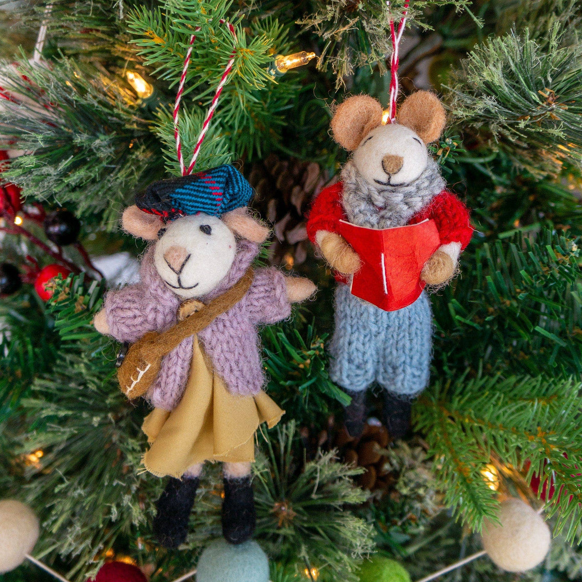 Felt Wool Mouse Ornaments- Assorted Styles- Sold Individually