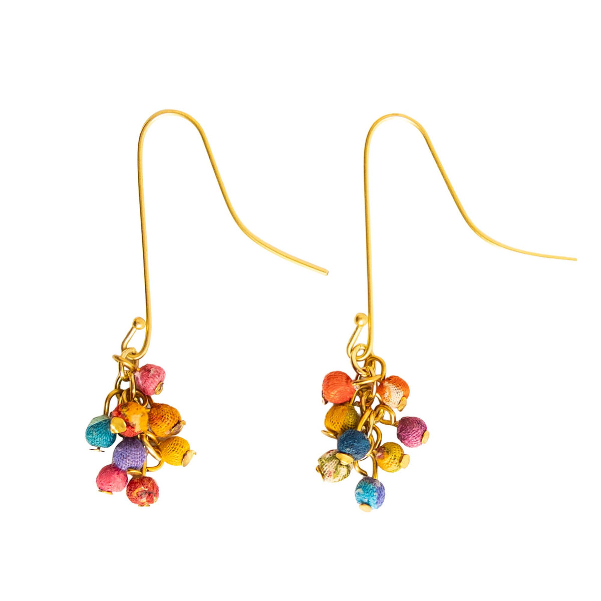 Kantha Drop Cluster Earrings
